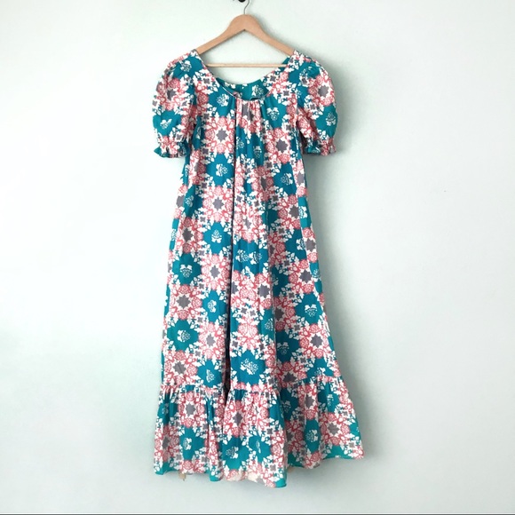 Vintage Dresses & Skirts - Vintage 80s Puff Sleeve Maxi Mumu House Dress